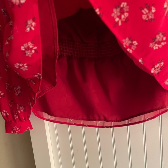 Madewell Red floral long sleeve Madewell blouse. Size XXS - Picture 8 of 10